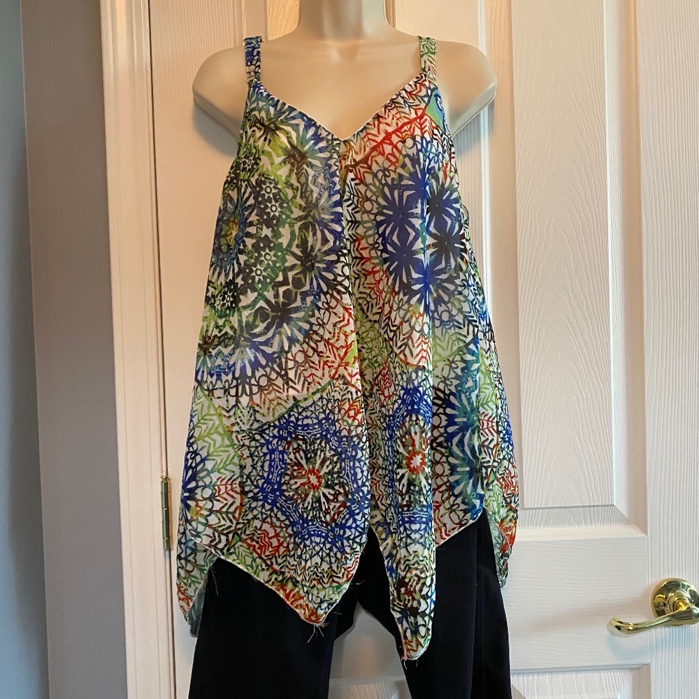 BUY 2 ITEMS & GET 1 FREE: Boho Colourful Kerchief Top Sz 1X